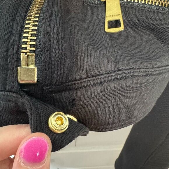 Burberry Brit Women’s Black Gold Hardware Moto Motorcycle Zip Jacket US Size 8 - Picture 6 of 9